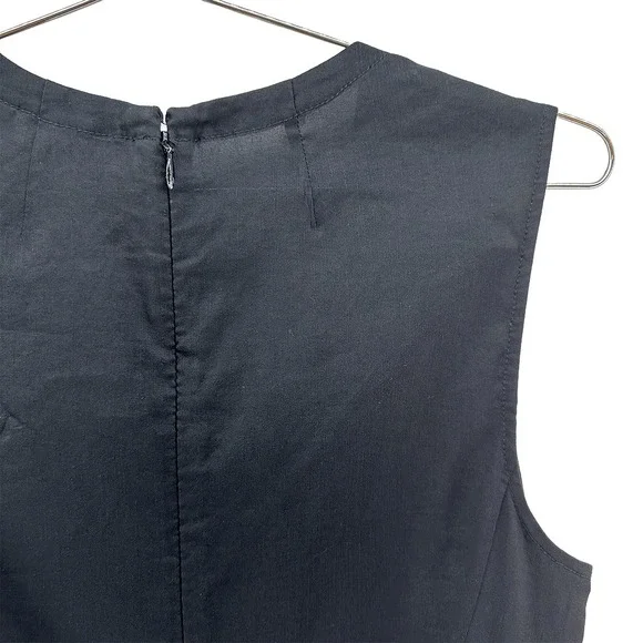 THEORY Kalsington Stretch Linen Blend A-line V-neck Sheath Dress • 6 • black - Picture 5 of 9